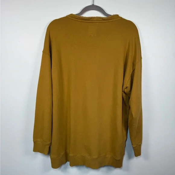 Aerie Lace Up Crew Oversized Sweatshirt Mustard - Picture 6 of 6